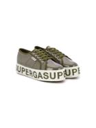 Superga Kids Logo Print Chunky Heel Sneakers - Green