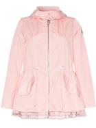 Moncler Lettering Lace Cinched Waist Hooded Jacket - Pink