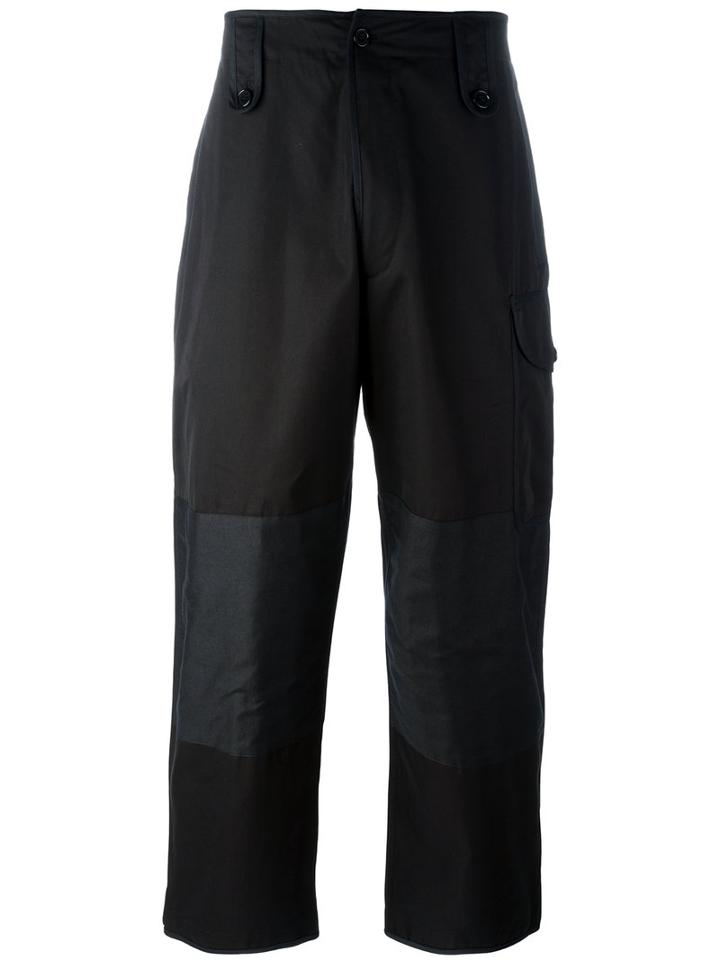 Alexander Mcqueen Panelled Wide Leg Trousers, Men's, Size: 46, Black, Cotton