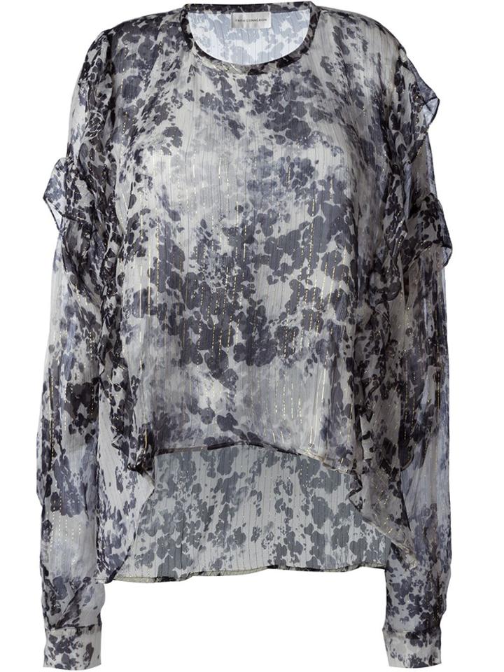 Faith Connexion Ruffled Sleeve Sheer Blouse - Nude & Neutrals