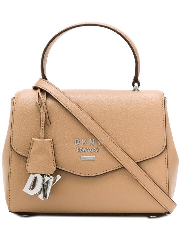 Dkny Logo Charm Tote - Brown
