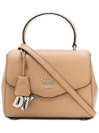 Dkny Logo Charm Tote - Brown