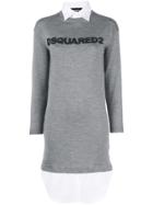 Dsquared2 Logo Shirt Sweater Dress - Grey
