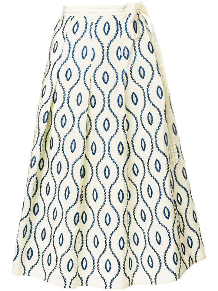 Marni Embroidered Full Skirt - Yellow & Orange