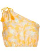 A Peace Treaty Yuna One-shoulder Print Silk Linen-blend Top - Yellow