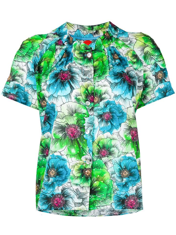 Ultràchic Sheer Floral Blouse, Women's, Size: 42, Blue, Cotton