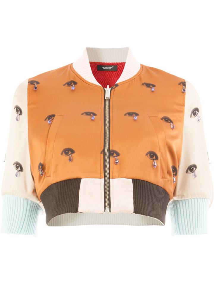 Undercover Eye Print Bomber Jacket - Brown