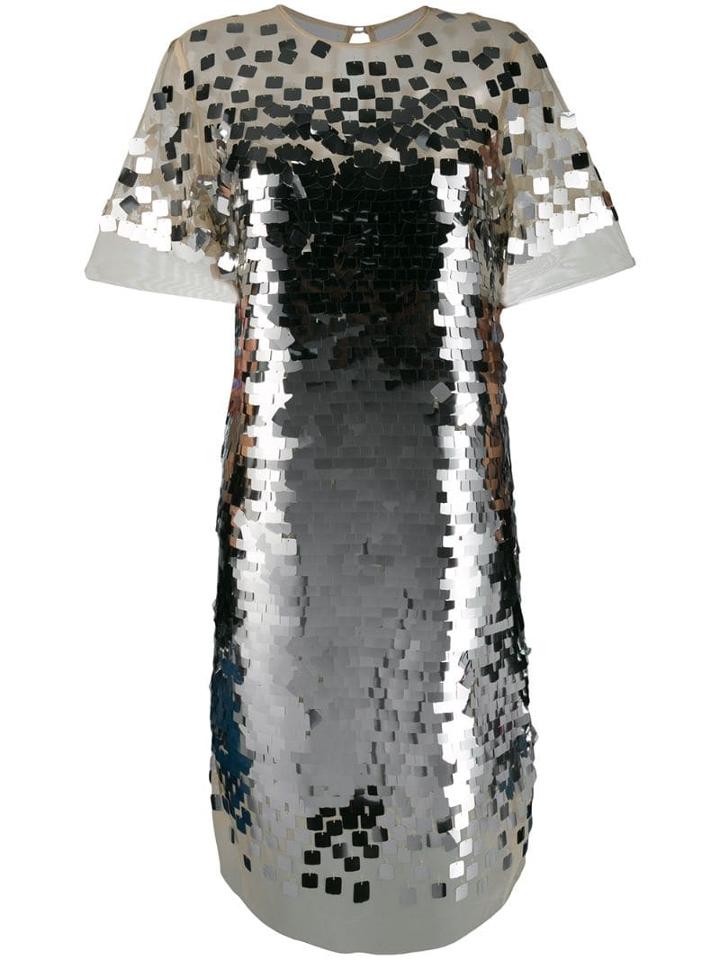 Ermanno Scervino Sequin Shift Dress - Silver