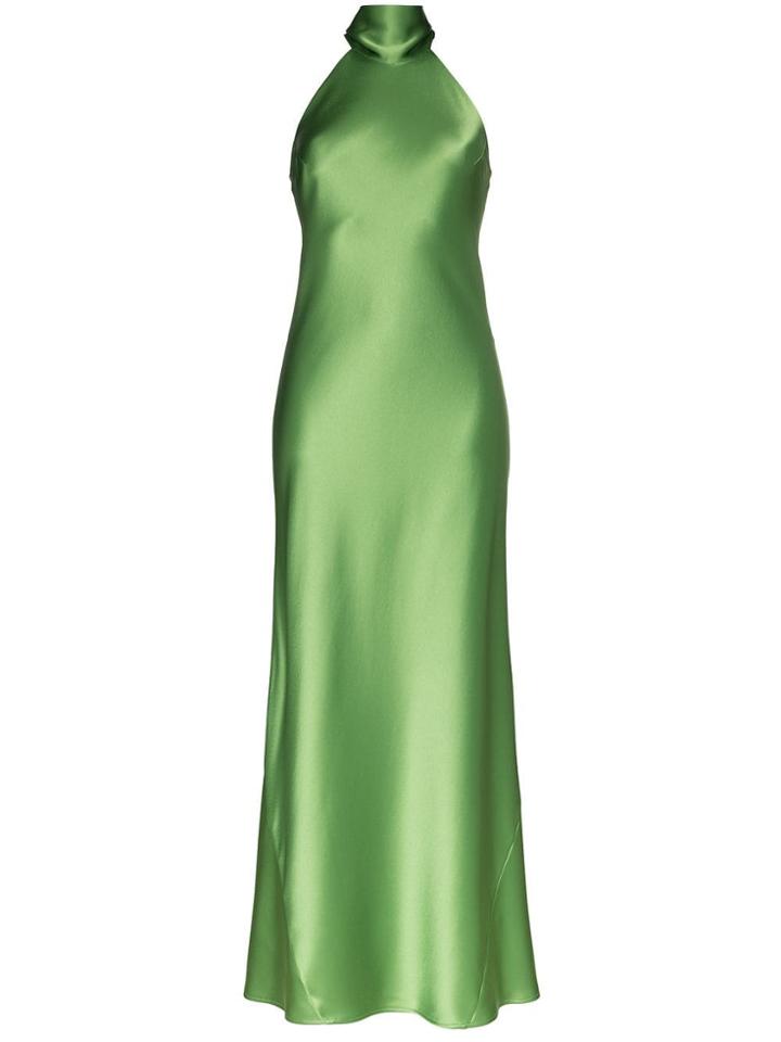 Galvan Halterneck Long Gown - Green