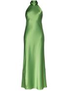 Galvan Halterneck Long Gown - Green