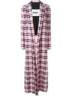 Msgm Checked Long Coat - Pink
