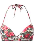 Dolce & Gabbana Rose (pink) Print Bikini Top, Women's, Size: Ii, Polyamide/spandex/elastane