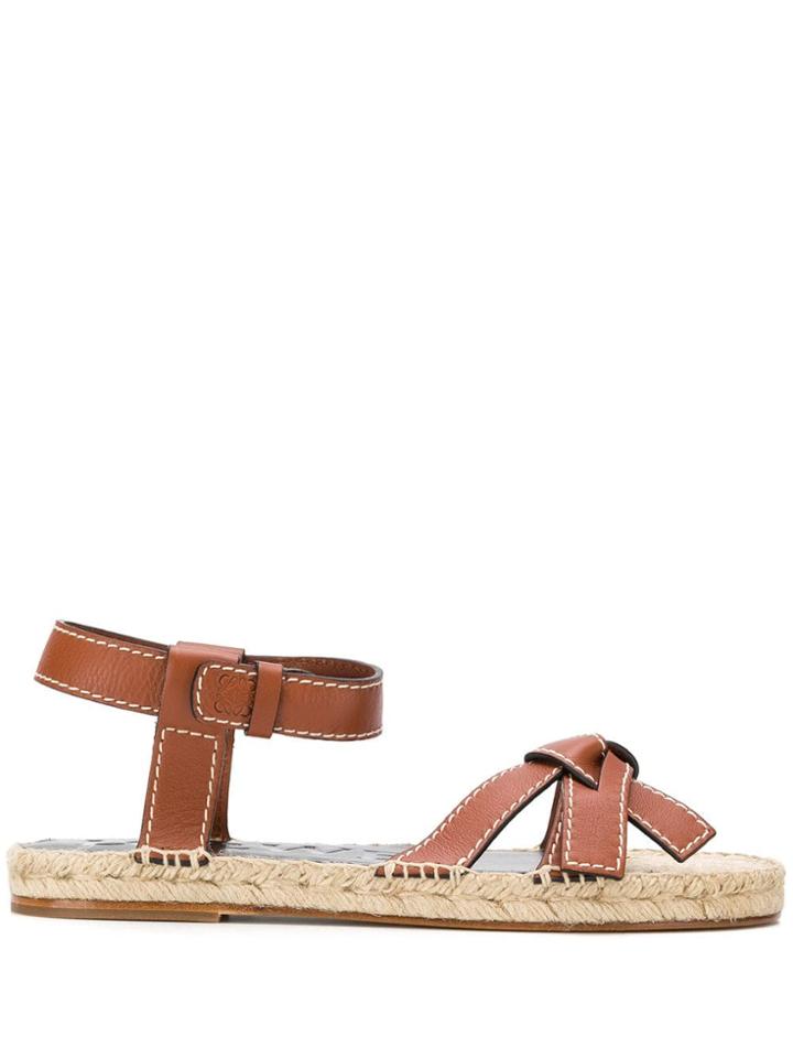 Loewe Ankle Strap Flat Espadrilles - Brown