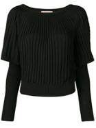 Twin-set Layered Ribbed Sweater - Black