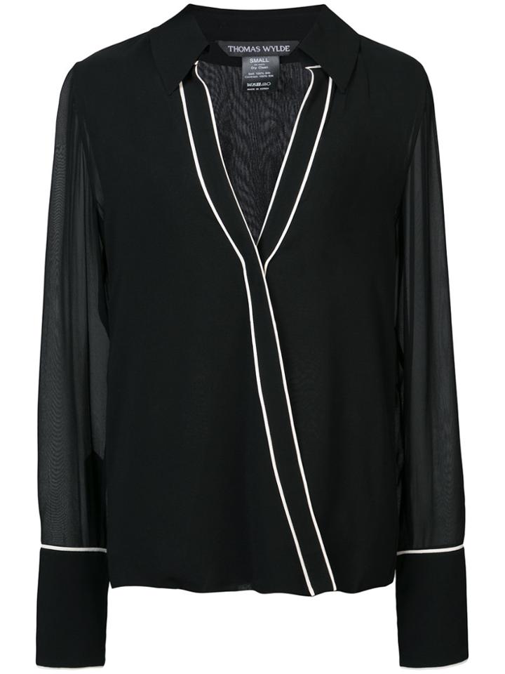 Thomas Wylde Deep V-neck Shirt - Black