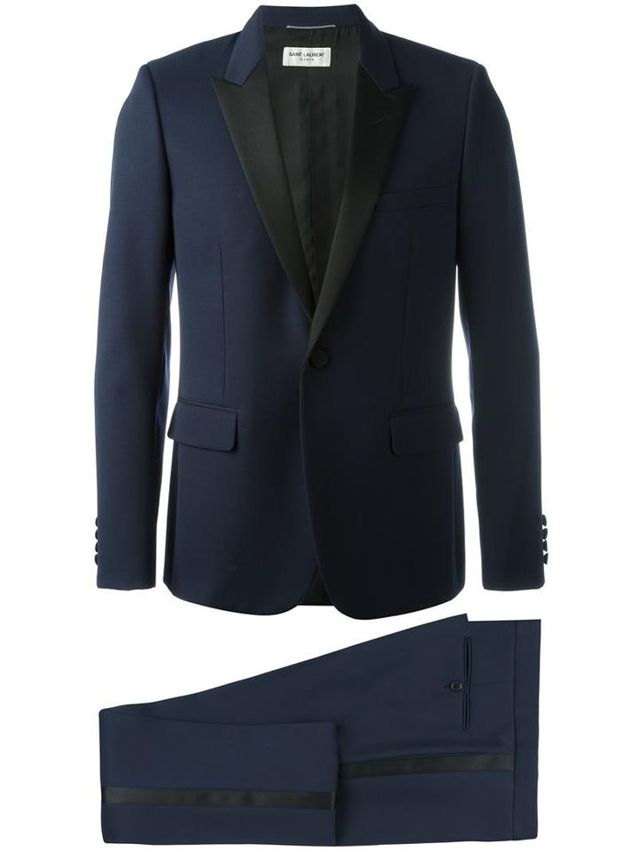 Saint Laurent Two Piece Dinner Suit, Men's, Size: 48, Blue, Virgin Wool/polyester/cork/silk