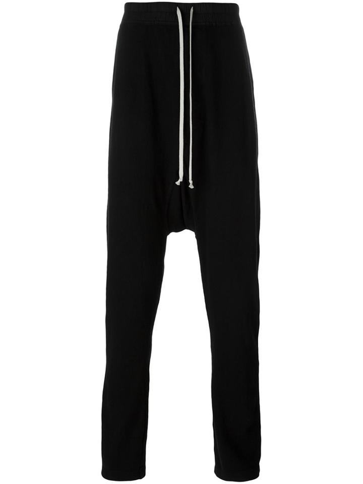 Rick Owens Drkshdw Drop-crotch Track Pants, Men's, Size: Large, Black, Cotton