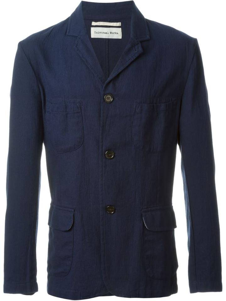 Universal Works Barra Blazer, Men's, Size: L, Blue, Cotton