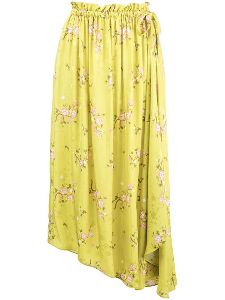 Kenzo Asymmetric Floral Skirt - Yellow & Orange