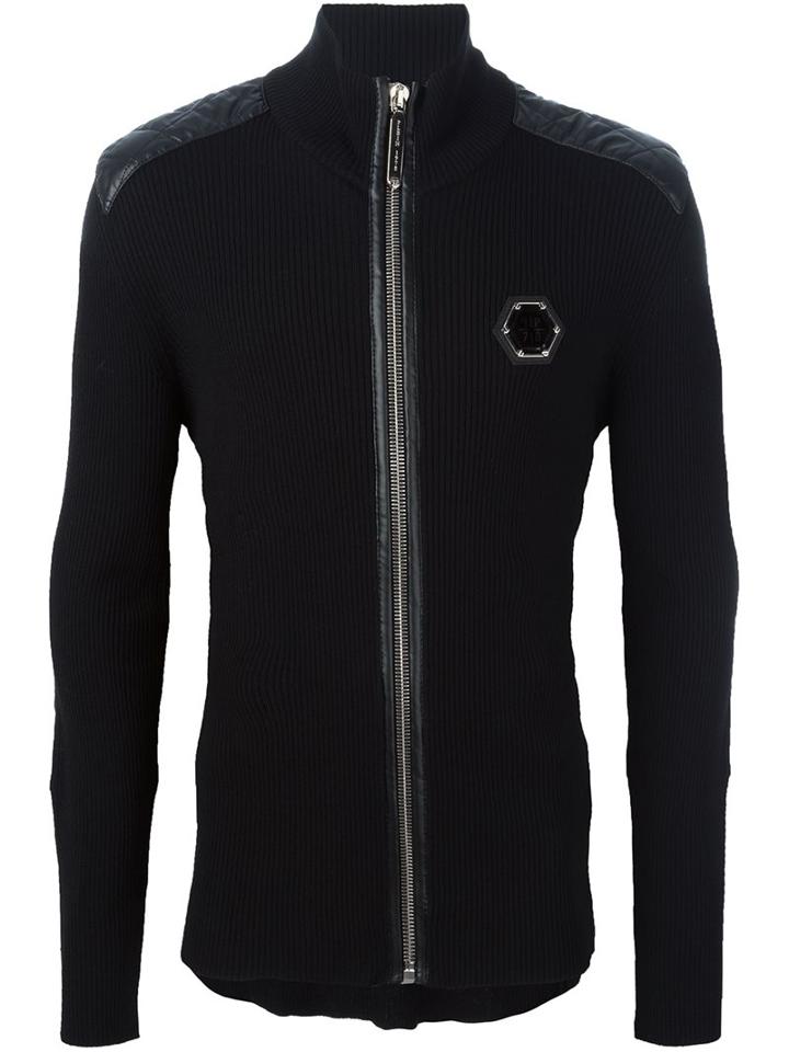 Philipp Plein 'fish Hawk' Cardigan, Men's, Size: Xl, Black, Polyester/polyurethane/merino