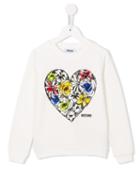 Moschino Kids Floral Heart Print Sweatshirt, Girl's, Size: 10 Yrs, White