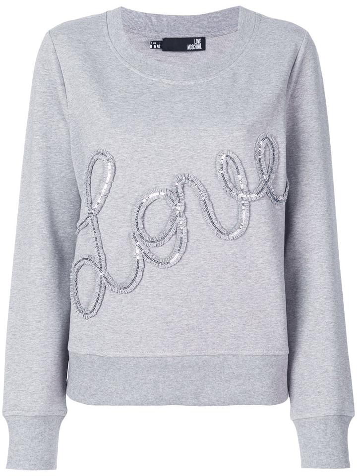 Love Moschino - Love Frill Sequin Sweatshirt - Women - Cotton - 40, Grey, Cotton