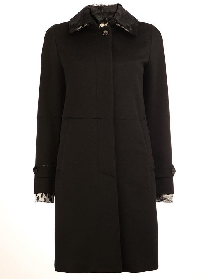 Herno Concealed Fastening Coat, Women's, Size: 46, Black, Silk/astrakhan/cashmere