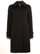 Herno Concealed Fastening Coat, Women's, Size: 46, Black, Silk/astrakhan/cashmere
