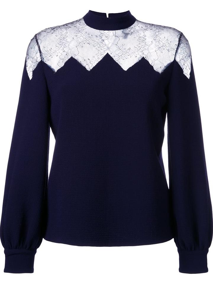 Huishan Zhang Sheer Lace Panel Blouse