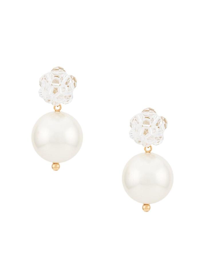 Simone Rocha Clear Bead Earrings - White