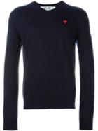 Comme Des Garçons Play Mini Heart V-neck Sweater, Men's, Size: Large, Blue, Cotton