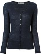 T By Alexander Wang Fine Knit Cardigan, Women's, Size: Medium, Blue, Wool