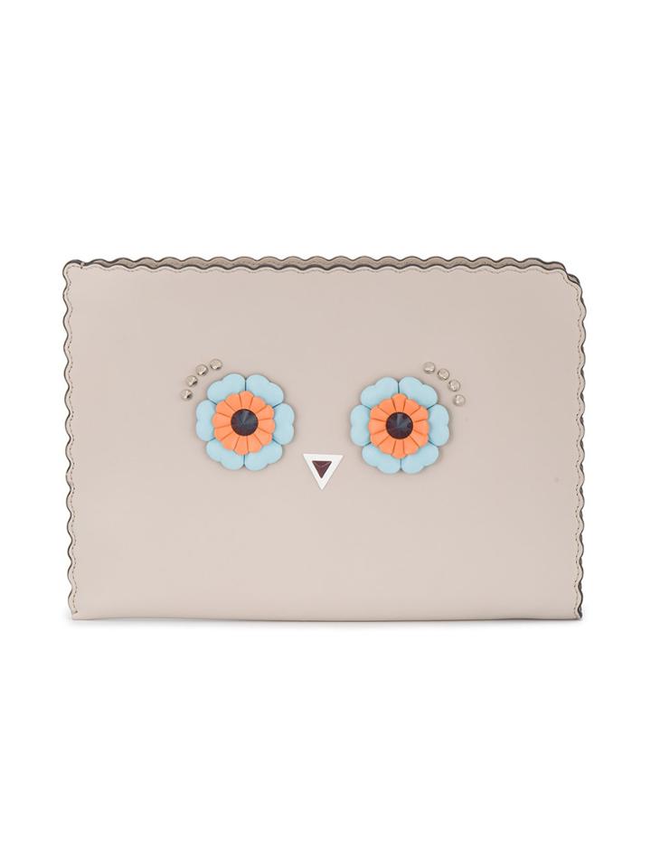 Fendi 2jours Floral Eyes Large Pouch - Nude & Neutrals