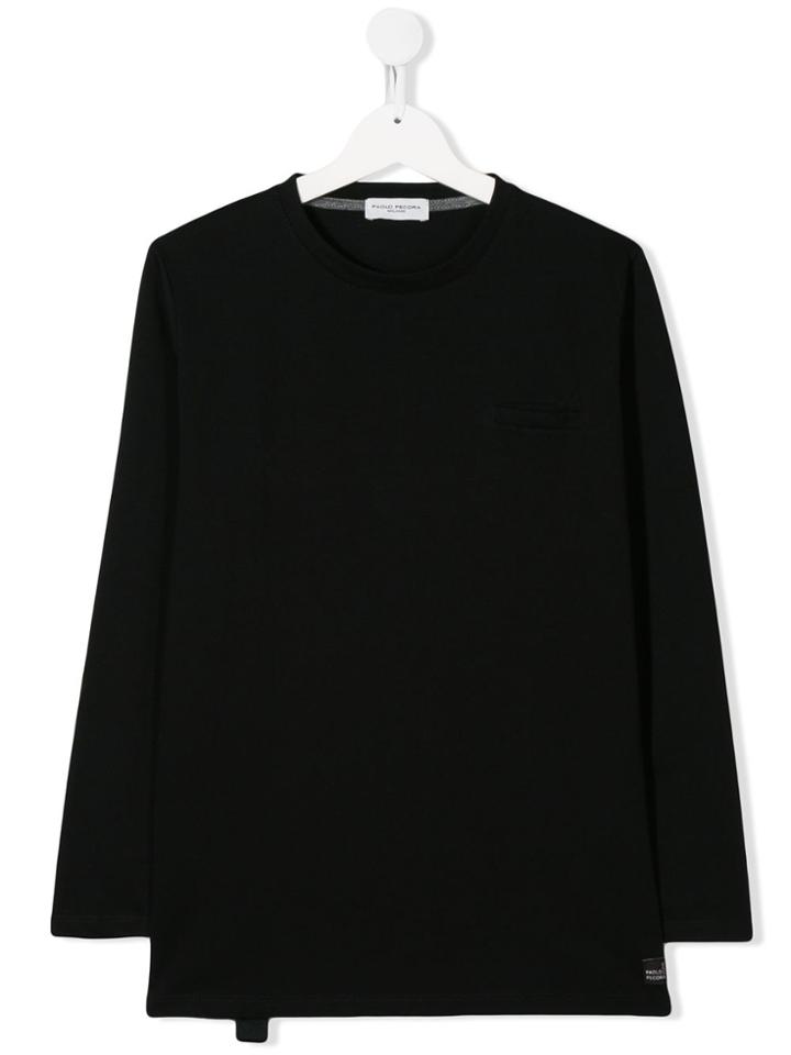Paolo Pecora Kids Colour Block Long Sleeved T-shirt - Black