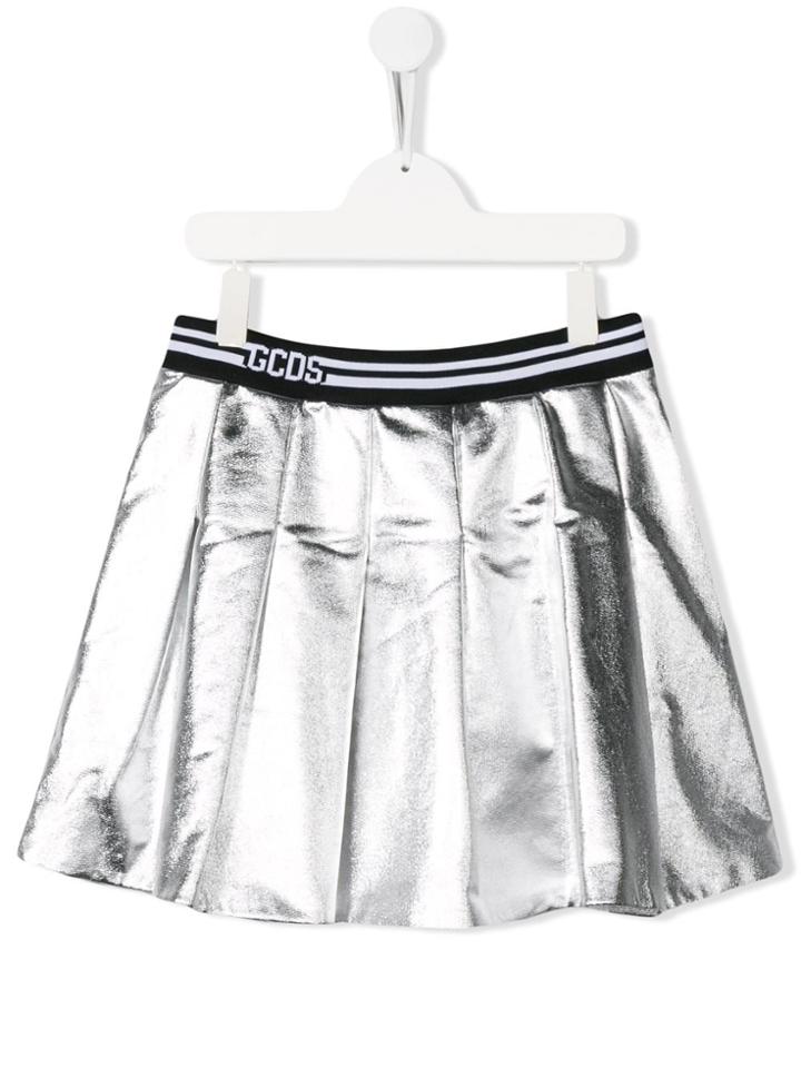 Gcds Kids Teen Pleated Mini Skirt - Silver