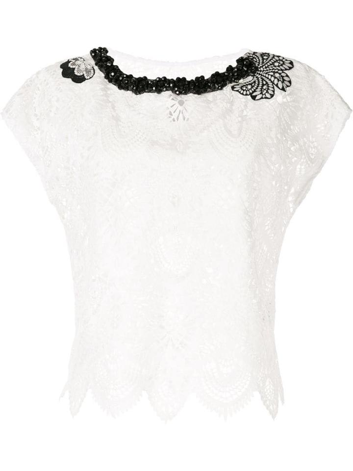 Antonio Marras Beaded Detailed Lace Blouse - White