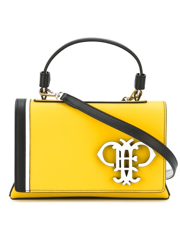 Emilio Pucci Logo Plaque Foldover Tote, Women's, Yellow/orange, Calf Leather/polyester/polyurethane