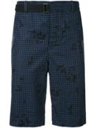 Sacai Grid Print Cargo Shorts - Blue