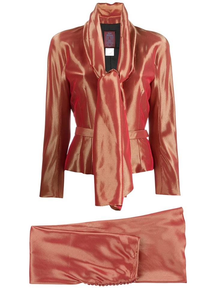 John Galliano Vintage Lurex Skirt Suit - Red