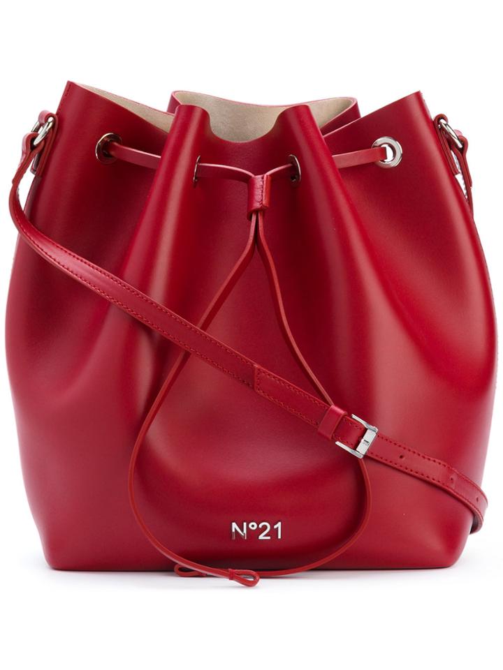No21 Drawstring Bucket Shoulder Bag - Red