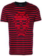 Alexander Mcqueen Striped Skull T-shirt - Red