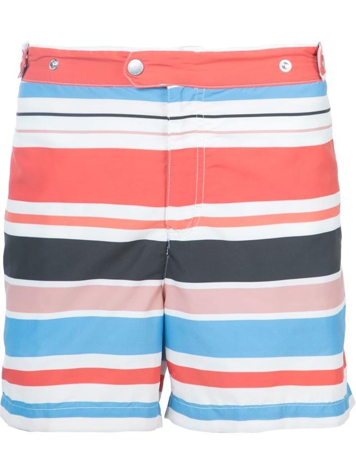 Solid & Striped Striped Swim Shorts, Men's, Size: L, Red, Polyamide