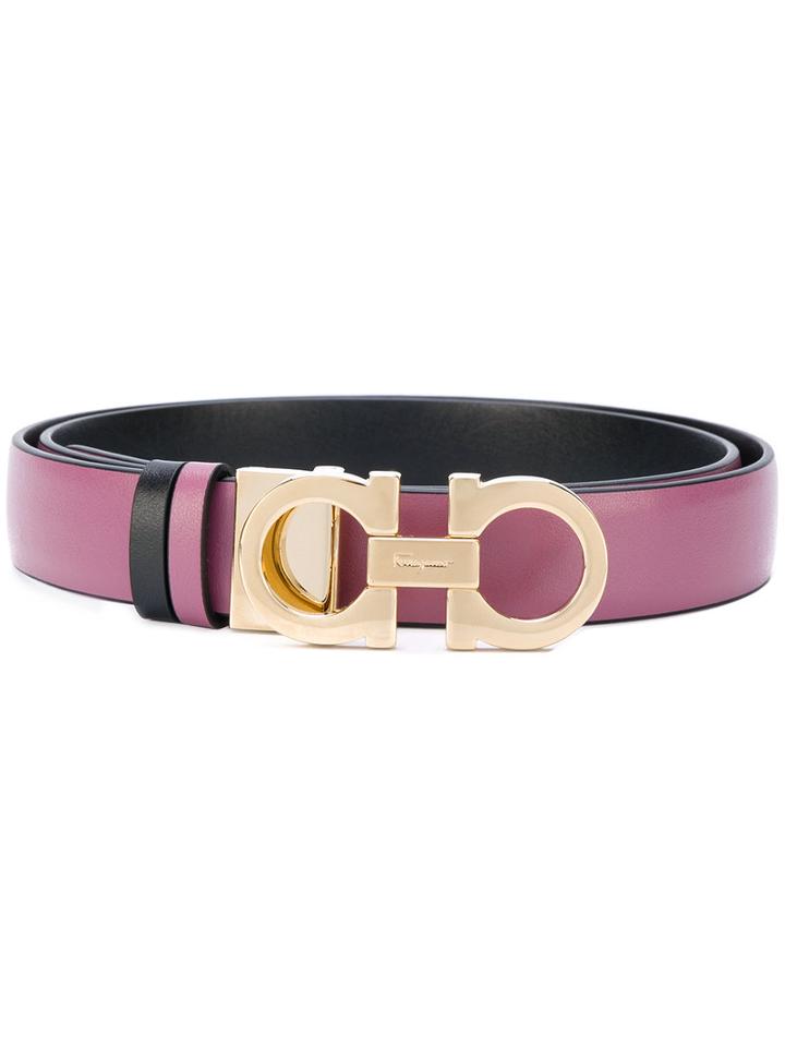 Salvatore Ferragamo - Double Gancio Reversible Belt - Women - Leather - 90, Pink/purple, Leather