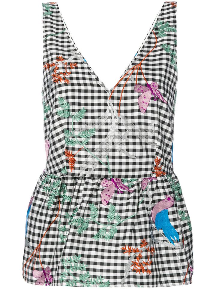 P.a.r.o.s.h. - Embroidered Peplum Tank - Women - Silk/cotton - S, White, Silk/cotton