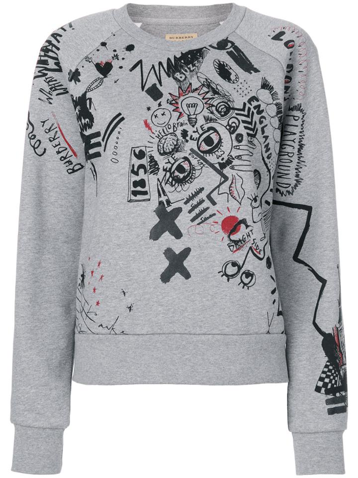 Burberry Doodle Print Sweatshirt - Grey
