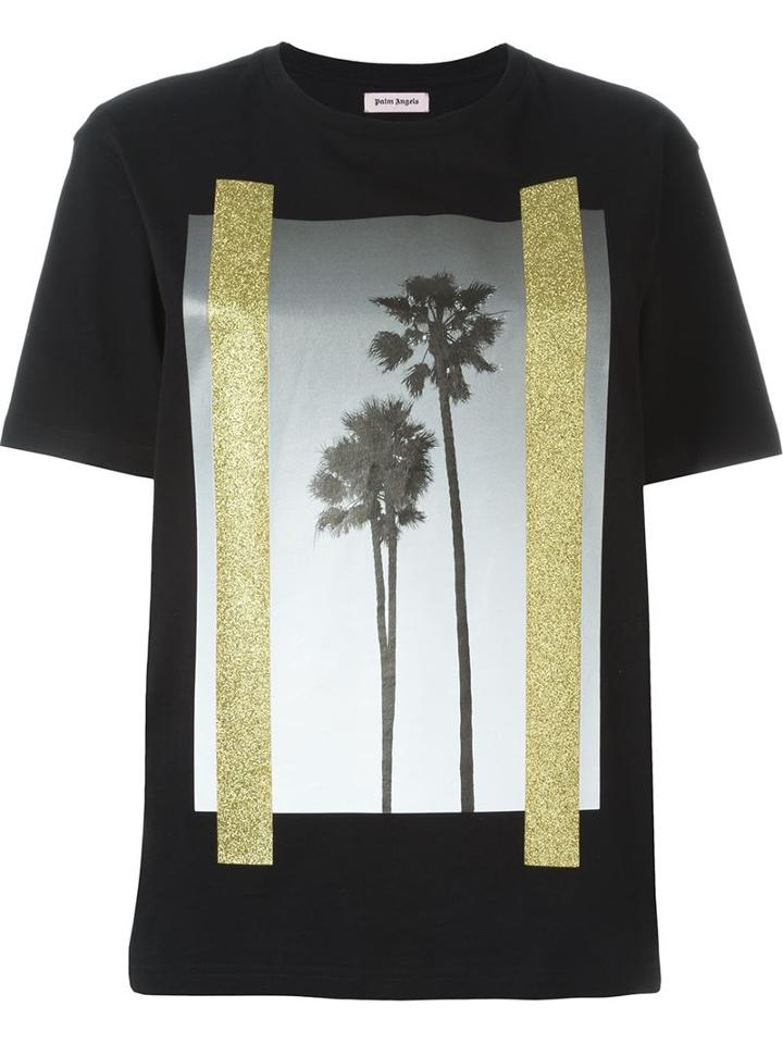 Palm Angels Palm Tree Print T-shirt, Women's, Size: Large, Black, Cotton