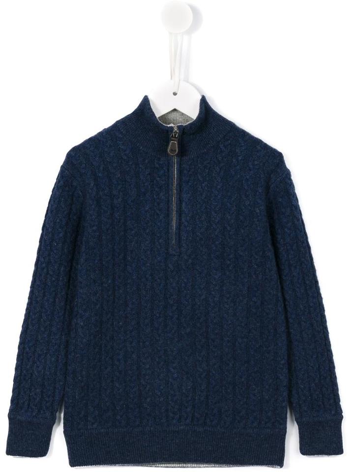Cashmirino Cable Knit Jumper, Toddler Boy's, Size: 4 Yrs, Blue