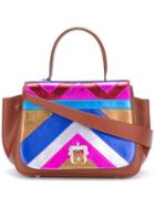 Paula Cademartori Chevron Print Shoulder Bag, Women's, Brown, Calf Leather