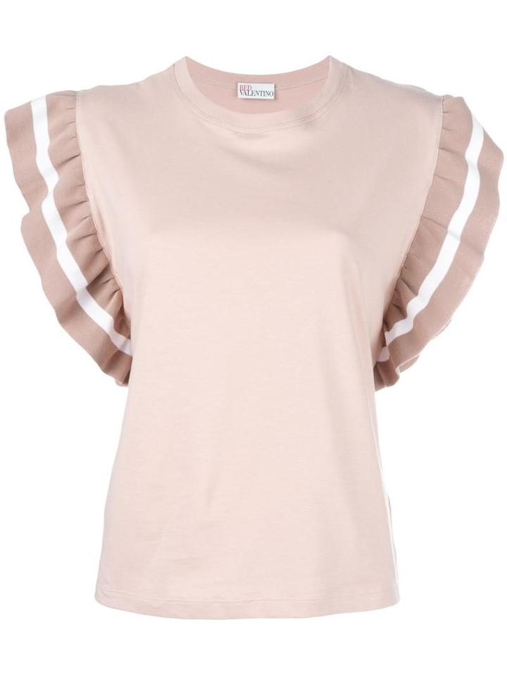 Red Valentino Ruffled Sleeves Blouse, Women's, Size: Small, Pink/purple, Cotton