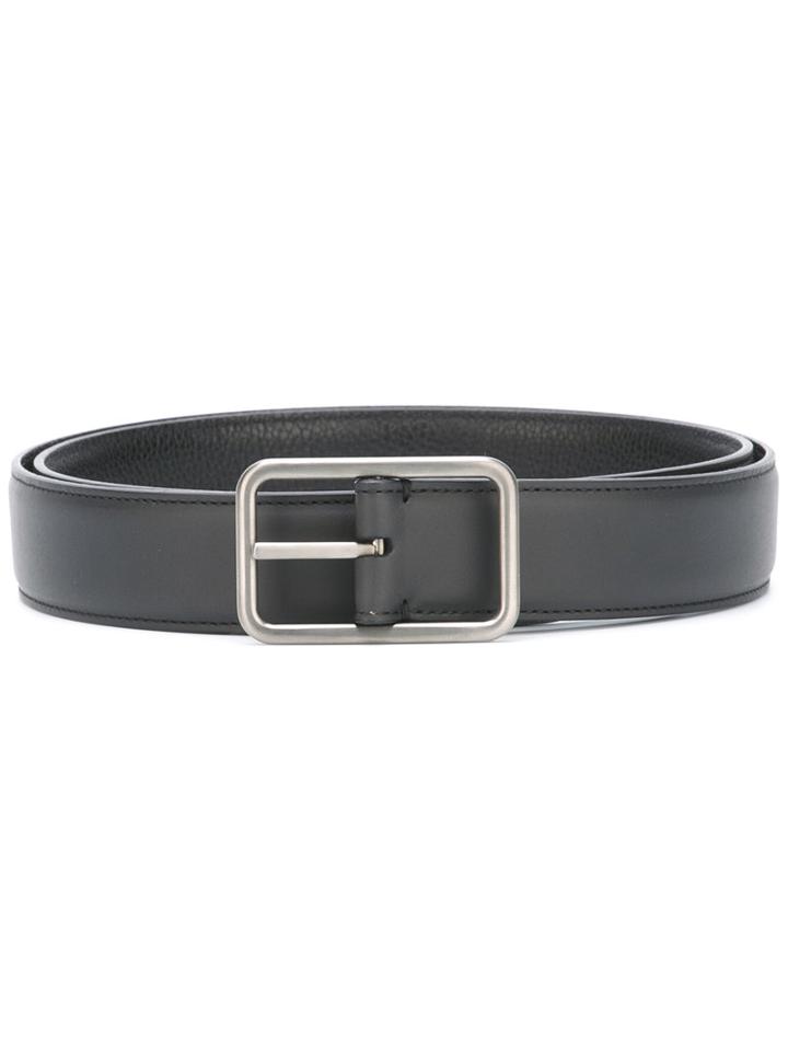 Lanvin Reversible Flat Belt, Men's, Size: 90, Black, Calf Leather/brass